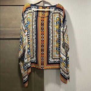 Melissa Paige Orange and Blue Patterned Kimono